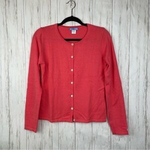 White + Warren Peach Cardigan Small